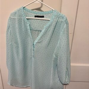 Maurices Sky Blue Polka Dot Blouse